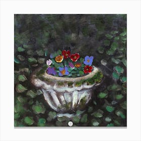 Pansies In A Flowerbed Canvas Print