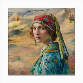 Monet painting impressionism Arabian desert woman portrait 1920s Canvas Print