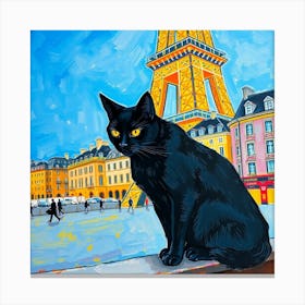 Black Cat In Paris 2 Canvas Print