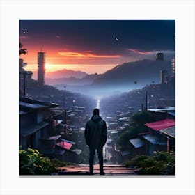 An Album Cover About A Regular Men Facing The Loneliness During The Pandemic The Scenario Is A Town(2) Canvas Print