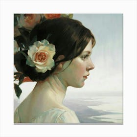 Girl With Roses Canvas Print