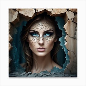 Beautiful Woman In A Hole In The Wall Canvas Print