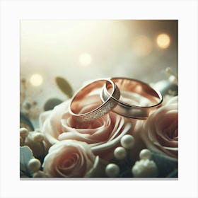 Wedding Rings On Roses Canvas Print