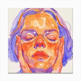 Watercolor Of A Woman With Glasses Canvas Print