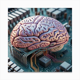 Brain On A Circuit Board 24 Canvas Print