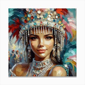 Woman In Feathers Canvas Print