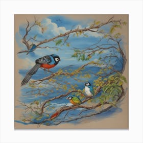 Birds On A Branch Canvas Print