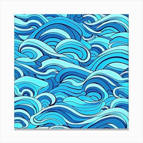 Pattern Ocean Waves Blue Nature Sea Abstract Canvas Print