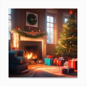 Christmas Tree In The Living Room 129 Canvas Print