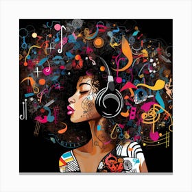 Afro Girl With Headphones 1 Canvas Print