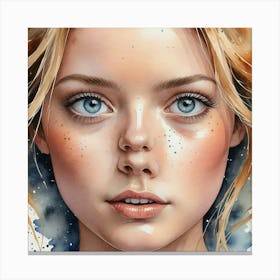 Portrait Of A Girl With Blue Eyes Canvas Print