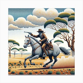 Cowboy On Horseback Canvas Print