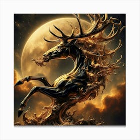 Deer In The Moonlight Canvas Print