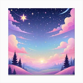 Sky With Twinkling Stars In Pastel Colors Square Composition 90 Canvas Print