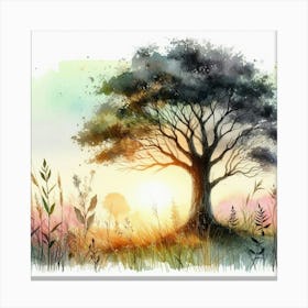 Watercolor Tree Painting Canvas Print