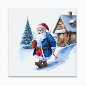 Santa Claus With A Cup Canvas Print