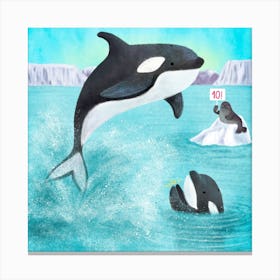 Whales Having Fun Canvas Print