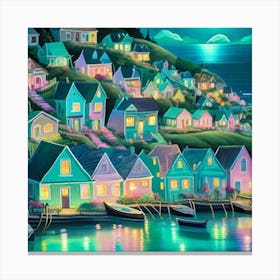 Night At The Harbor Canvas Print