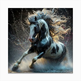 Horse Running In Water Canvas Print