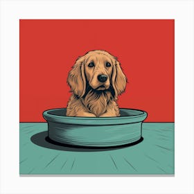 Golden Retriever In A Bowl Canvas Print