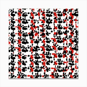 Red And Black Paw Prints Canvas Print