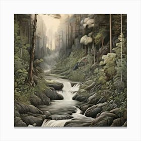 Stream In The Forest Canvas Print