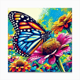 Butterfly On A Flower Canvas Print