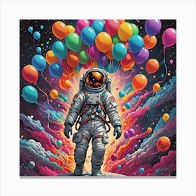 Astronaut In Space With Balloons Canvas Print