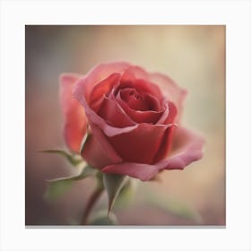 A Close Up Of A Delicate Red Roses Bud Just Beginning To Bloom, With Soft Petals And Hints Of Vibran Canvas Print