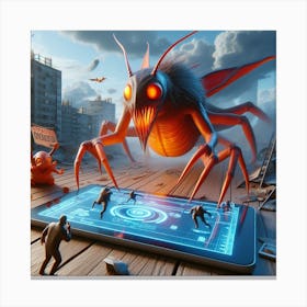Bug On A Tablet Canvas Print