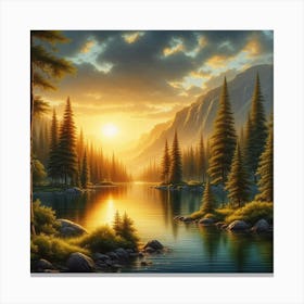 Sunset Over The Lake 25 Canvas Print