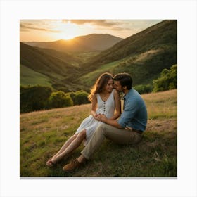 Default A Serene Photograph Of A Young Blissful Couple Sitting 0 (3) Canvas Print