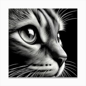 Black And White Cat Portrait Canvas Print