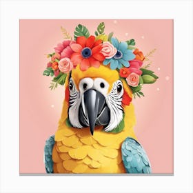 Floral Baby Parrot Nursery Illustration (47) Canvas Print