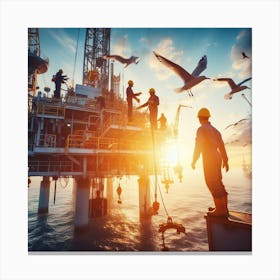 Oil Rig Workers Canvas Print