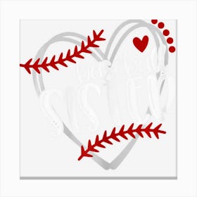 Womens Girls Baseball Sister Heart Distressed Canvas Print