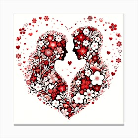 Couple In A Heart Canvas Print