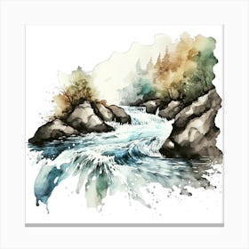 Watercolor Of A River Canvas Print