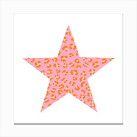 Pink Leopard Star Canvas Print