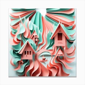 Paper Art Houses Canvas Print