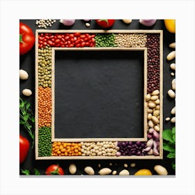 Colorful Vegetables In A Wooden Frame Canvas Print