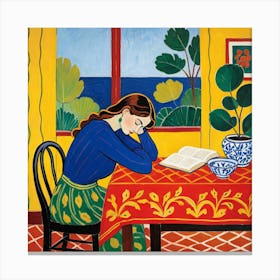 Woman Reading A Book 26 Canvas Print