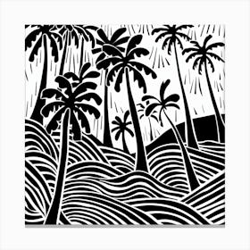 Palm Trees On The Beach Canvas Print