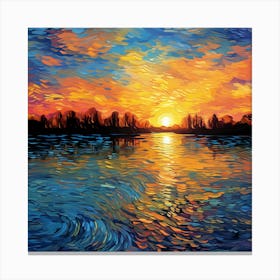 Sunset On The Lake 2 Canvas Print