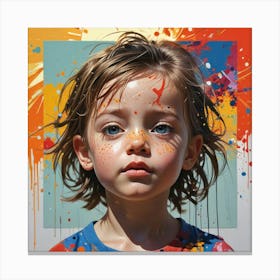 Child With Paint Splatters Canvas Print