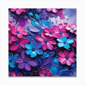 Pink And Blue Flowers Canvas Print