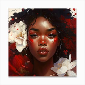 Black Girl With Flowers 5 Canvas Print