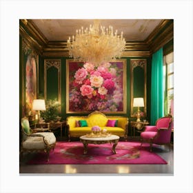 Gold And Pink Living Room 2 Canvas Print