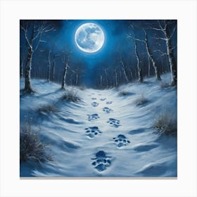 Paw Prints In The Snow 1 Canvas Print