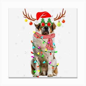 Funny Reindeer Bernard Dog Santa Hat Christmas Canvas Print